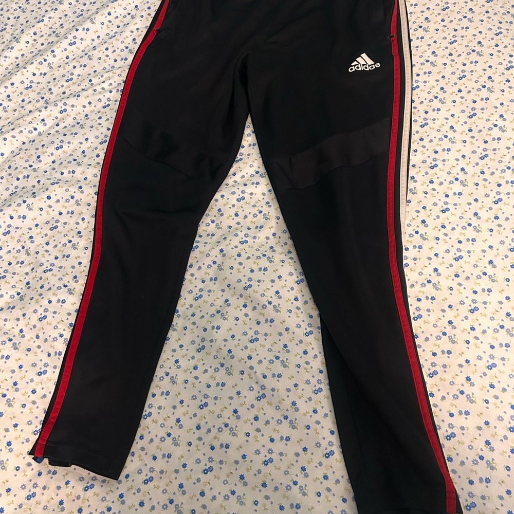 Adidas Black and Red Sweatpants with Classic Stripes